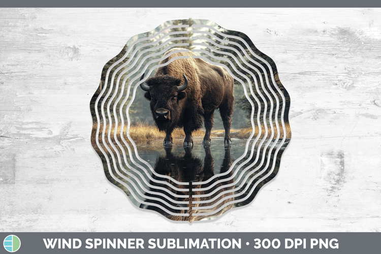 Lake Woodland Bison Wind Spinner Sublimation Spinner Designs