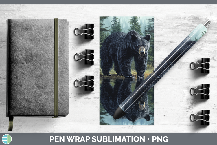 Lake Woodland Black Bear Pen Wrap Sublimation Pen Designs