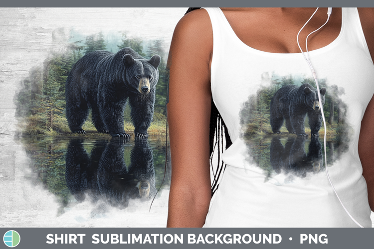 Lake Woodland Black Bear Shirt Sublimation Background Design