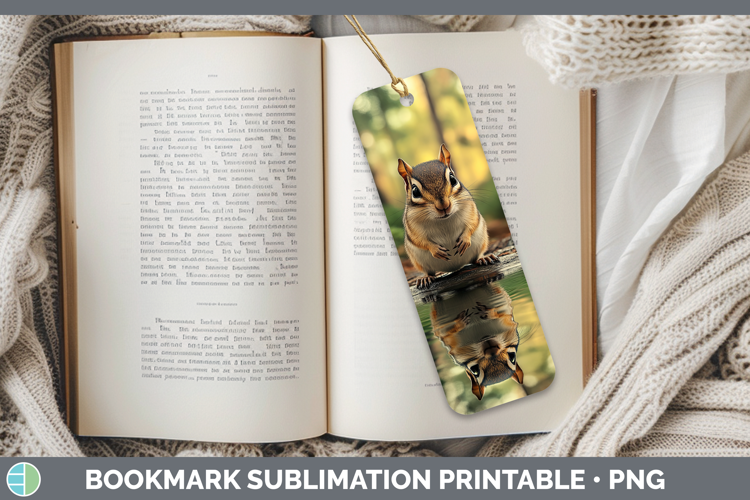 Lake Woodland Chipmunk Bookmark Sublimation Printable Design