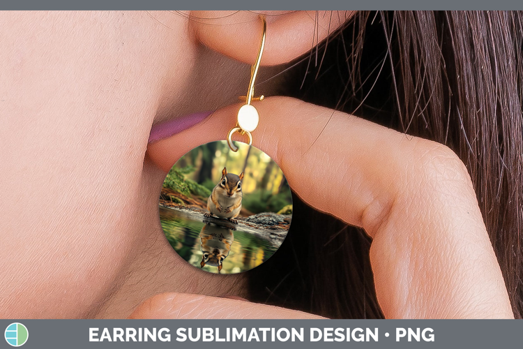 Lake Woodland Chipmunk Round Earrings Sublimation Earrings D