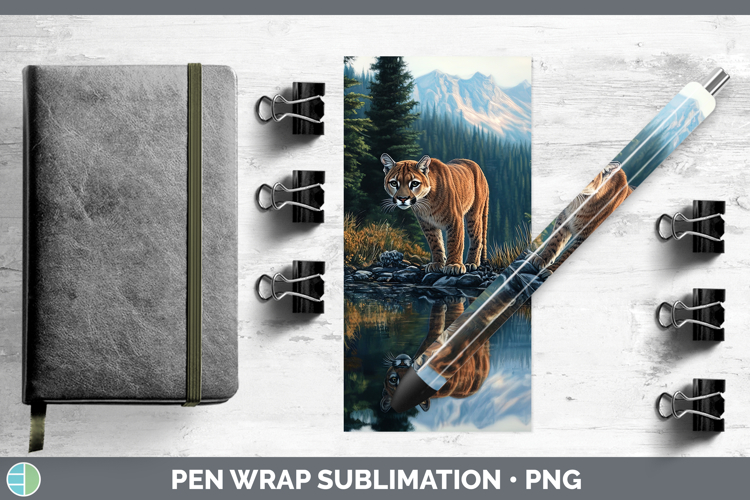 Lake Woodland Cougar Pen Wrap Sublimation Pen Designs