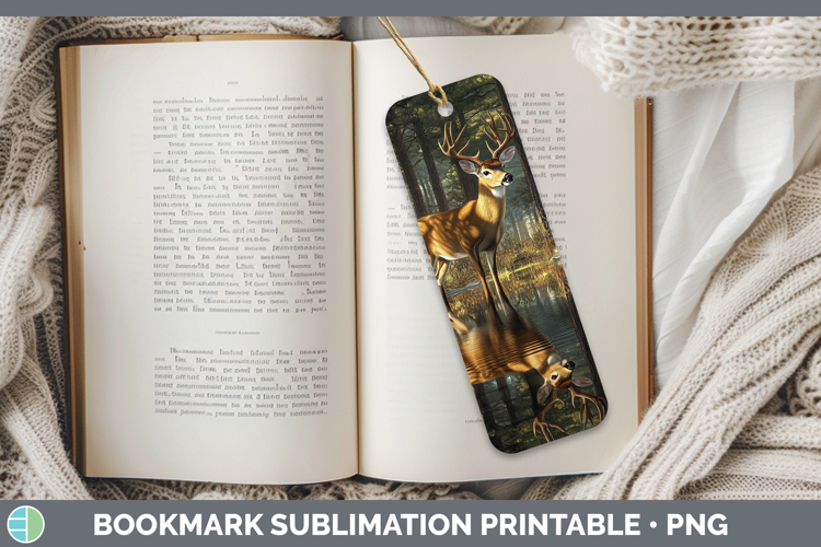 Lake Woodland Deer Bookmark Sublimation Printable Designs