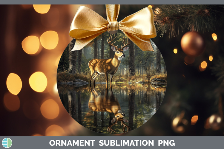 Lake Woodland Deer Ornament Sublimation Bauble Designs