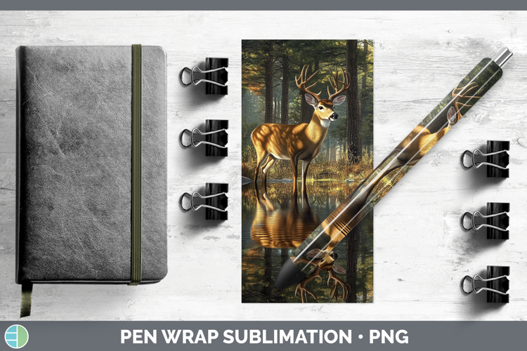 Lake Woodland Deer Pen Wrap Sublimation Pen Designs