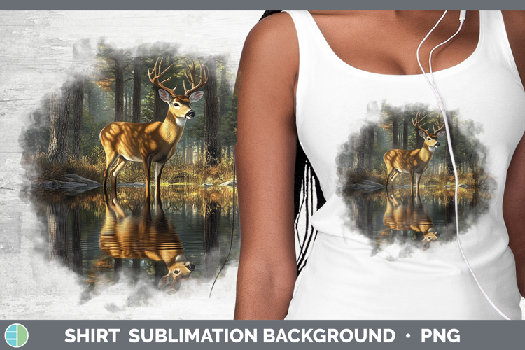 Lake Woodland Deer Shirt Sublimation Background Designs