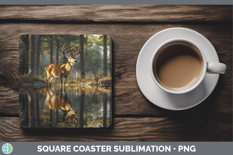 GorgeousLake Woodland Square Coaster design.