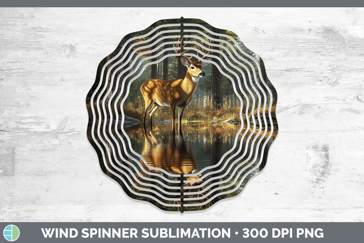 Lake Woodland Deer Wind Spinner Sublimation Spinner Designs