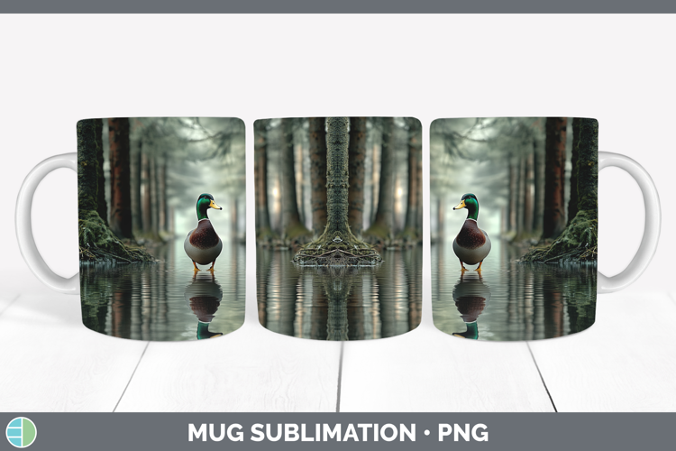 Lake Woodland Duck Mug Wrap Sublimation Coffee Cup Designs