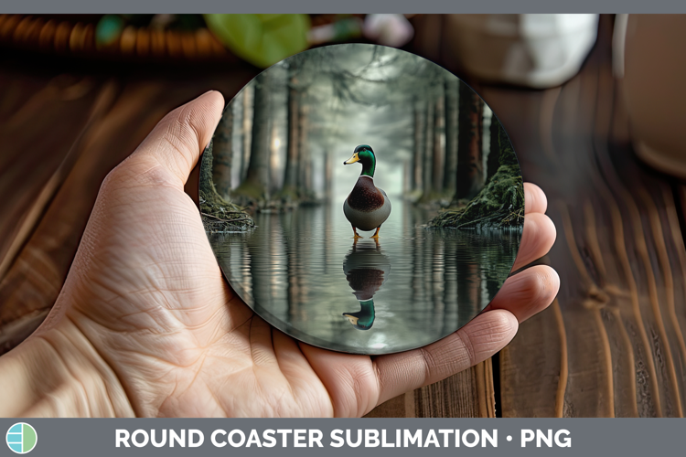 Lake Woodland Duck Round Coaster Sublimation Coaster Designs