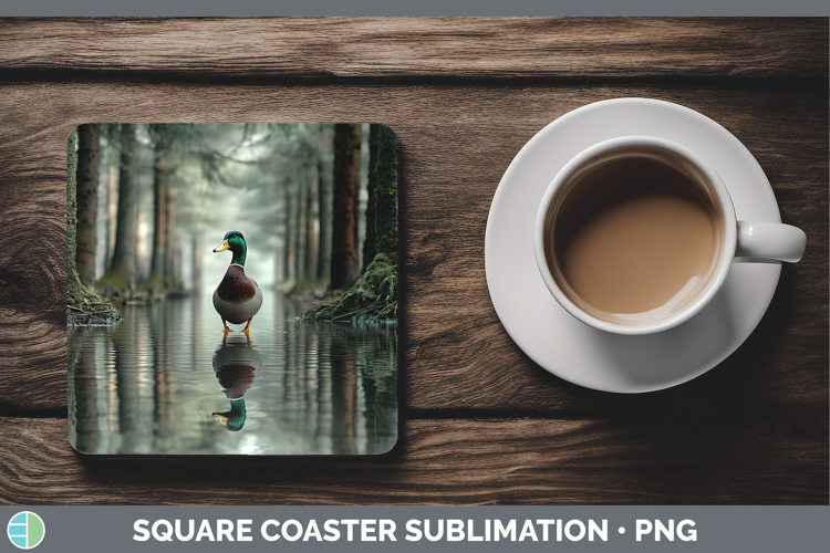 Lake Woodland Duck Square Coaster Sublimation Coaster Design