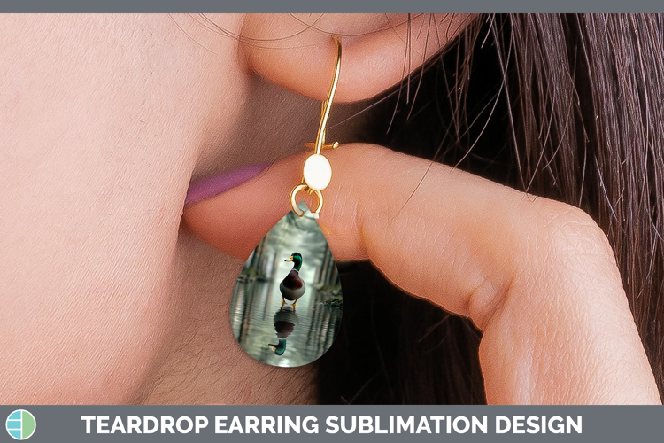Lake Woodland Duck Teardrop Earrings Sublimation Earrings De