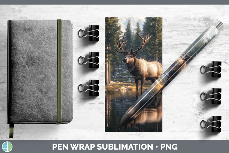Lake Woodland Elk Pen Wrap Sublimation Pen Designs