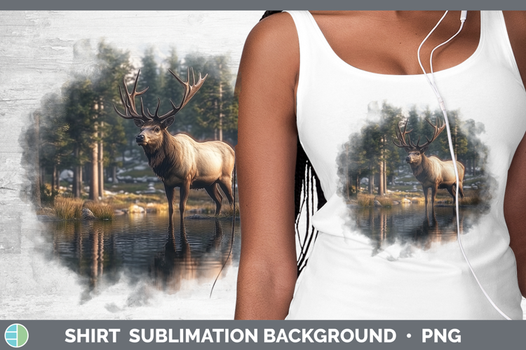 Lake Woodland Elk Shirt Sublimation Background Designs