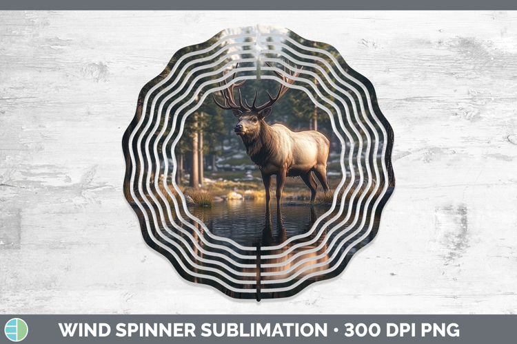 Lake Woodland Elk Wind Spinner Sublimation Spinner Designs