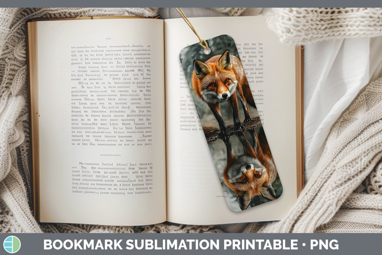Lake Woodland Fox Bookmark Sublimation Printable Designs