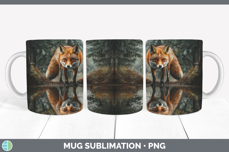 Lake Woodland Fox Mug Wrap Sublimation Coffee Cup Designs