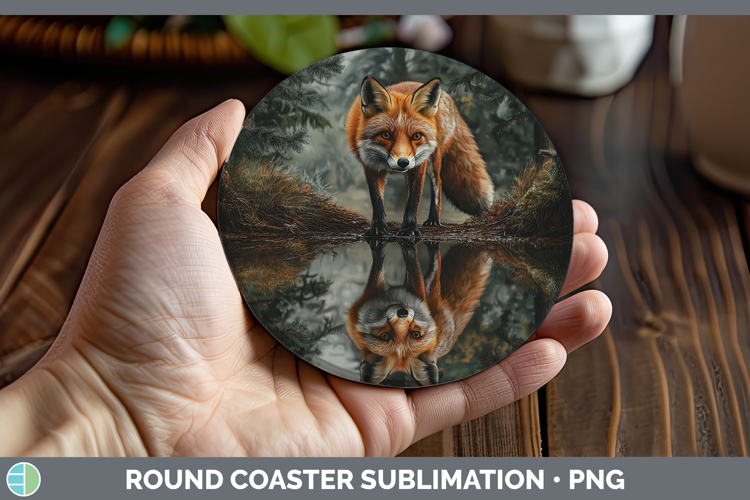 Lake Woodland Fox Round Coaster Sublimation Coaster Designs
