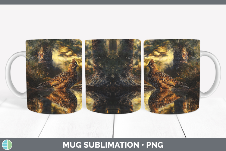Lake Woodland Grouse Mug Wrap Sublimation Coffee Cup Designs