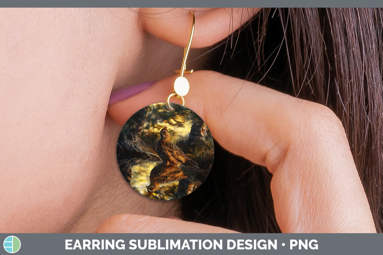 Lake Woodland Grouse Round Earrings Sublimation Earrings Des