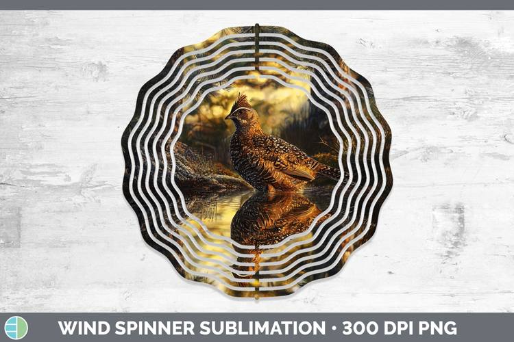 Lake Woodland Grouse Wind Spinner Sublimation Spinner Design