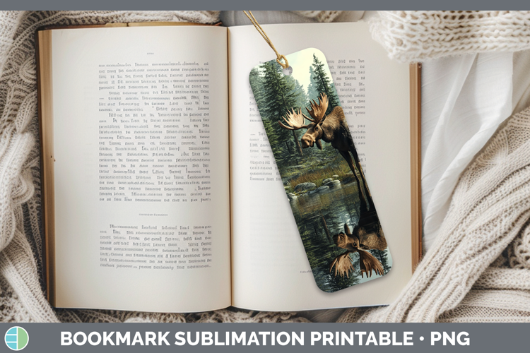 Lake Woodland Moose Bookmark Sublimation Printable Designs