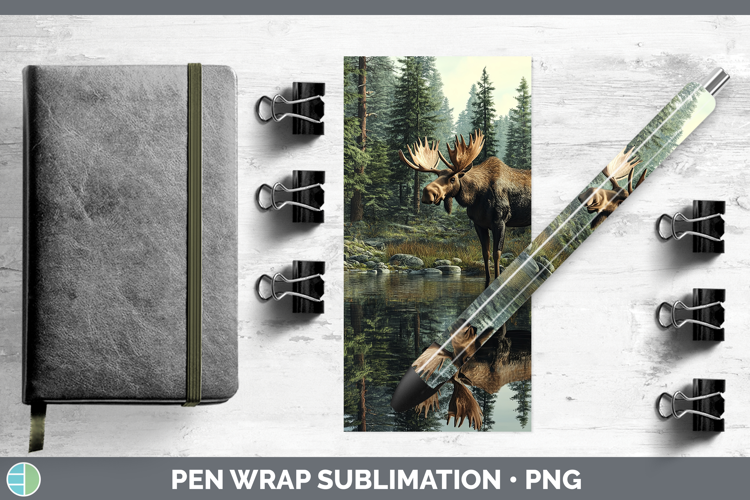 Lake Woodland Moose Pen Wrap Sublimation Pen Designs