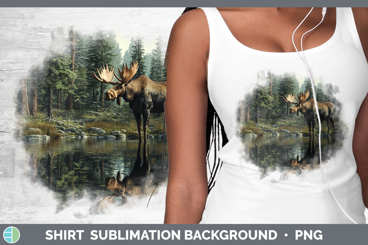 Lake Woodland Moose Shirt Sublimation Background Designs