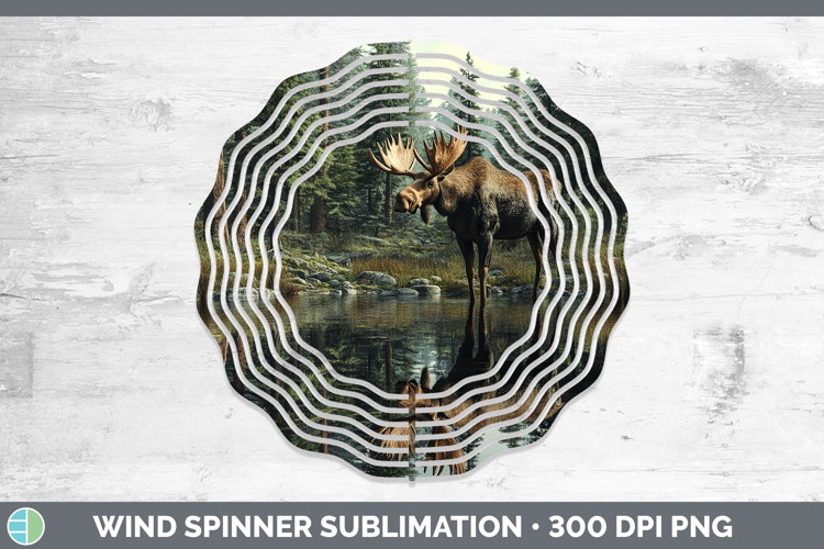 Lake Woodland Moose Wind Spinner Sublimation Spinner Designs