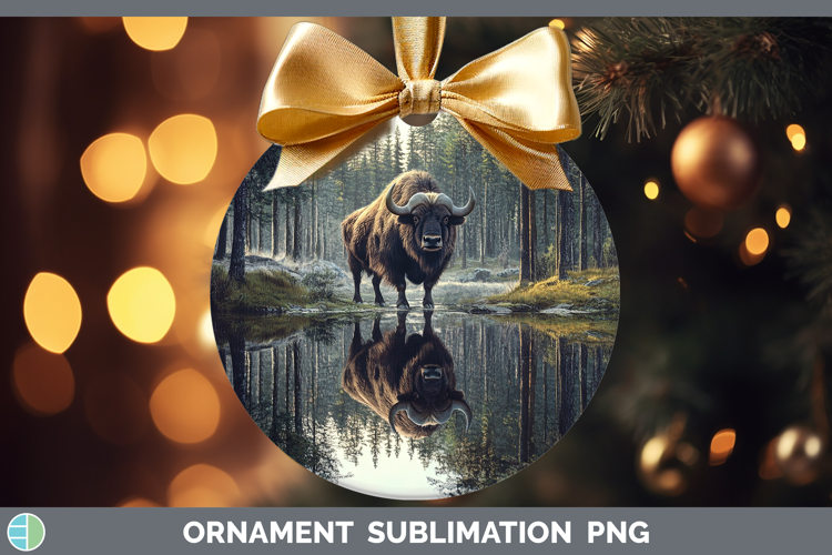 Lake Woodland Musk Ox Ornament Sublimation Bauble Designs