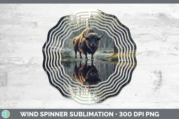 Lake Woodland Musk Ox Wind Spinner Sublimation Spinner Desig