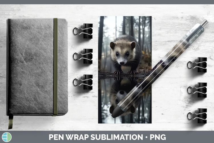 Lake Woodland Opossum Pen Wrap Sublimation Pen Designs