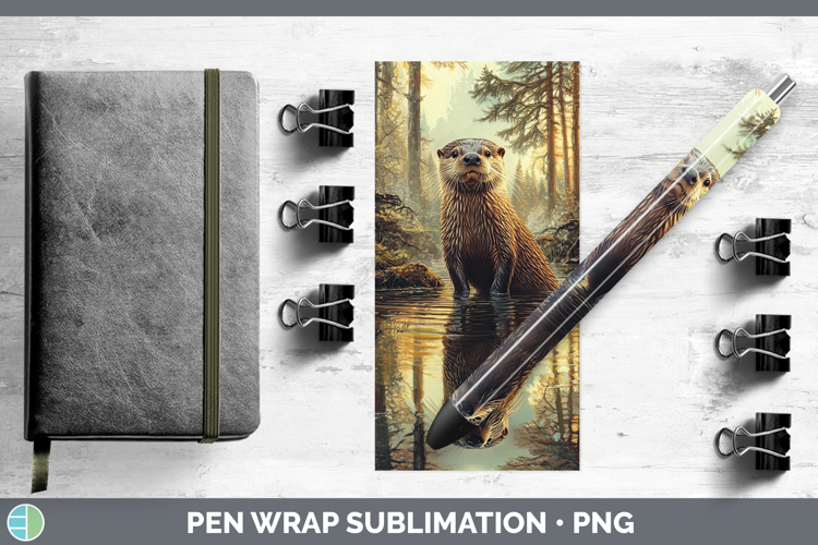 Lake Woodland Otter Pen Wrap Sublimation Pen Designs