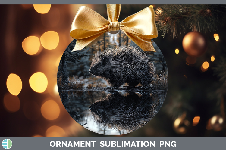 Lake Woodland Porcupine Ornament Sublimation Bauble Designs