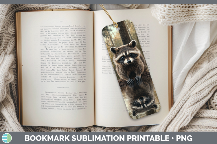 Lake Woodland Raccoon Bookmark Sublimation Printable Designs