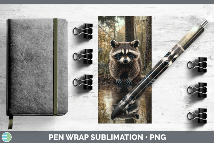 Lake Woodland Raccoon Pen Wrap Sublimation Pen Designs