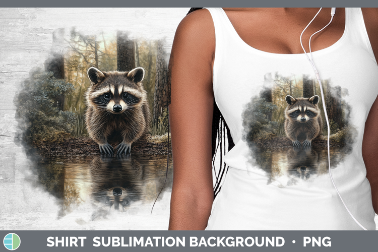 Lake Woodland Raccoon Shirt Sublimation Background Designs