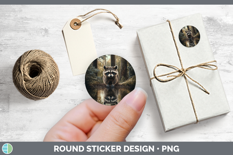 Lake Woodland Raccoon Stickers | Round Labels Designs
