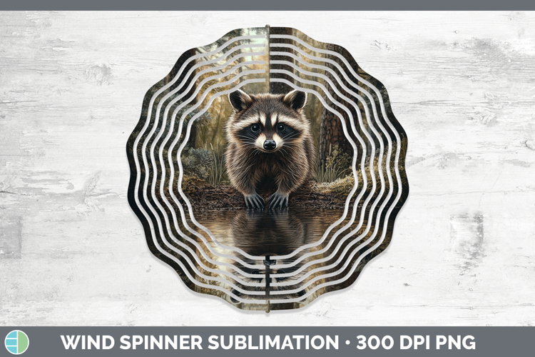 Lake Woodland Raccoon Wind Spinner Sublimation Spinner Desig