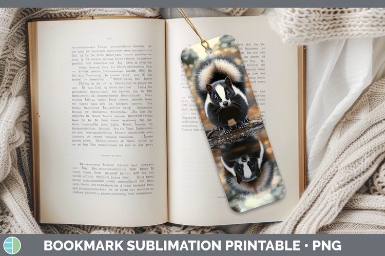 Lake Woodland Skunk Bookmark Sublimation Printable Designs