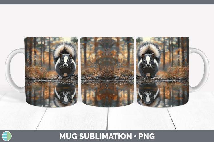 Lake Woodland Skunk Mug Wrap Sublimation Coffee Cup Designs