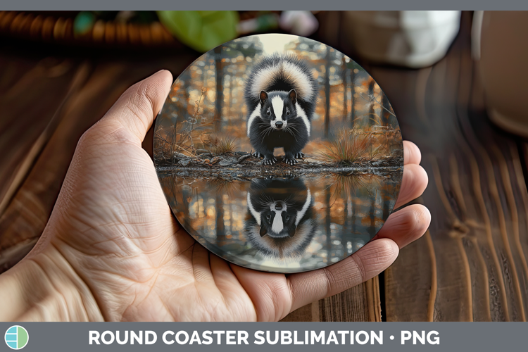 Lake Woodland Skunk Round Coaster Sublimation Coaster Design