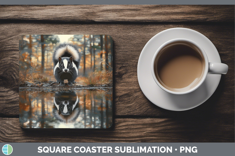 Lake Woodland Skunk Square Coaster Sublimation Coaster Desig