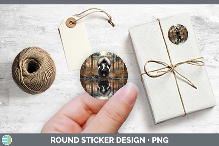 Lake Woodland Skunk Stickers | Round Labels Designs