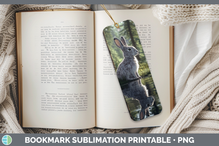 Lake Woodland Snowshoe Hare Bookmark Sublimation Printable D