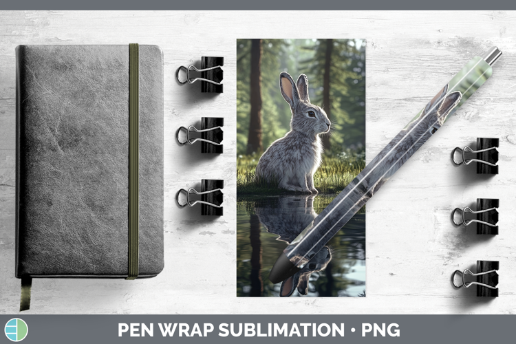 Lake Woodland Snowshoe Hare Pen Wrap Sublimation Pen Designs