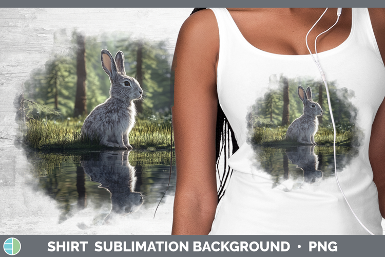 Lake Woodland Snowshoe Hare Shirt Sublimation Background Des