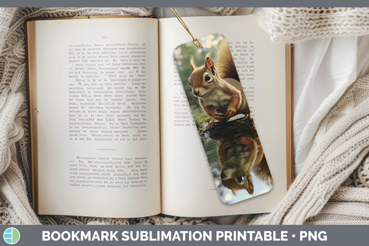 Lake Woodland Squirrel Bookmark Sublimation Printable Design