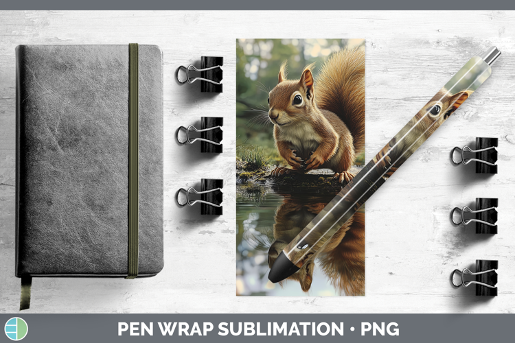 Lake Woodland Squirrel Pen Wrap Sublimation Pen Designs