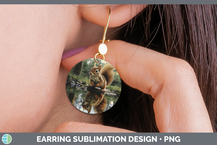 Lake Woodland Squirrel Round Earrings Sublimation Earrings D